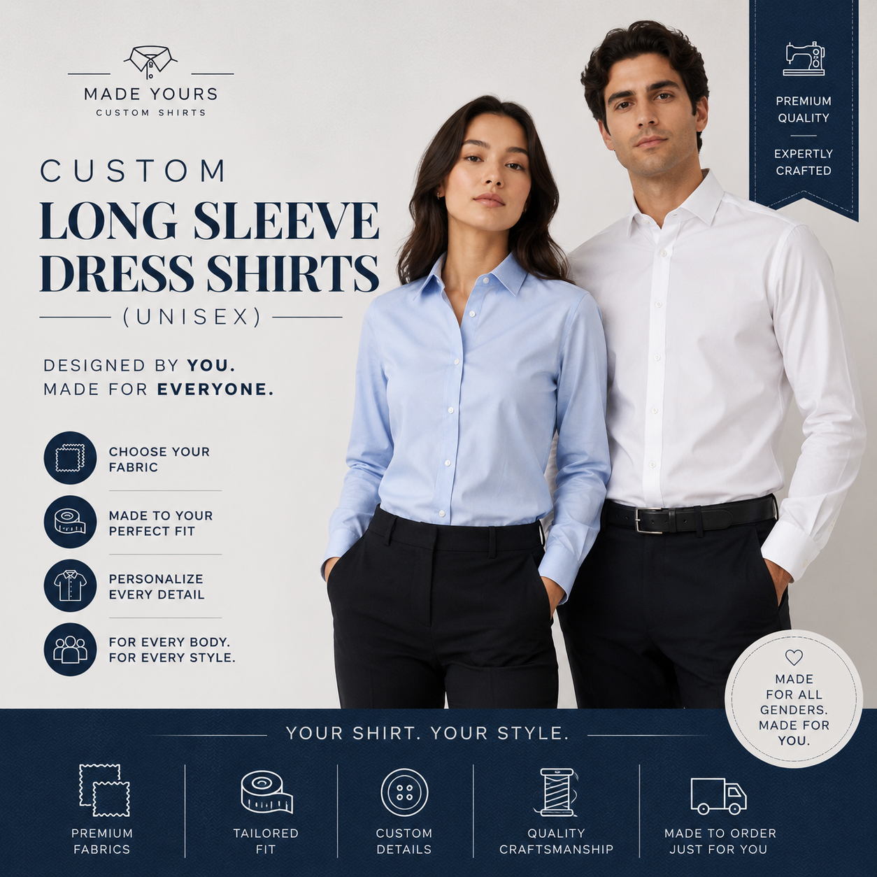 Custom Long Sleeve Dress Shirts (INISEX)